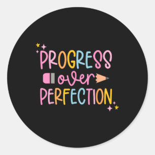 Sticker Rond Progrès Plutôt que Perfection Motivation Retour à