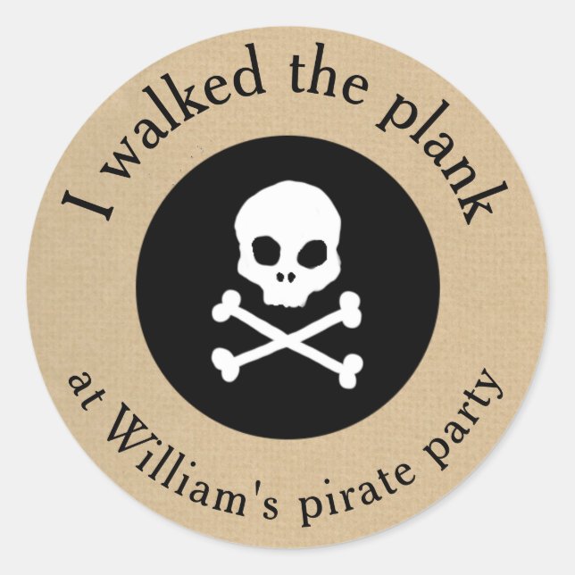 Sticker Rond Promenade de partie de pirate l'autocollant de (Devant)