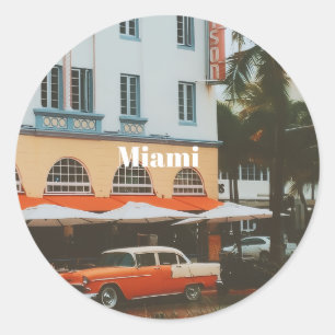 Sticker Rond Promenade océanique de Miami Souvenir de voyage
