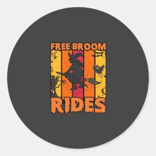 Sticker Rond Promenades en balai Halloween Sorcière volante fan