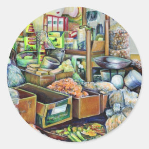 Sticker Rond Promesses de charme du centre Tekka, Singapour