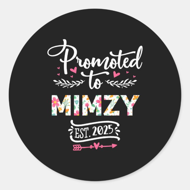 Sticker Rond Promoted To Mimzy 2025 Cute Pregnancy Announcement (Devant)