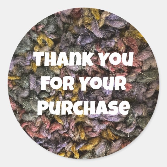 Sticker Rond Promotion d'entreprise Yarn Photo Merci client (Devant)
