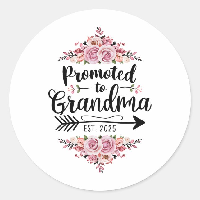 Sticker Rond Promu À Grand-Mère 2025 Faire-part De Grossesse (Devant)