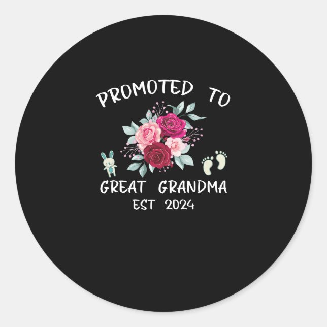 Sticker Rond Promu À Great Grand-mère Est 2024 (Devant)
