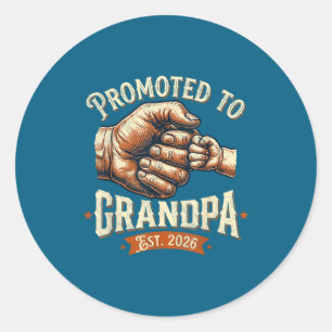 Sticker Rond Promu grand-père dès 2026 poing levé bébé