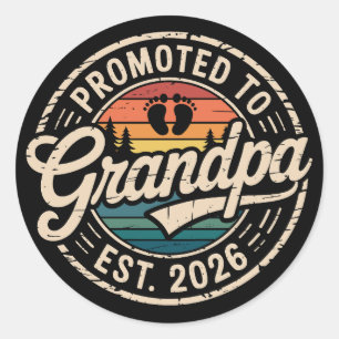Sticker Rond Promu Grand-père Estimé 2026 Grossesse Rétro