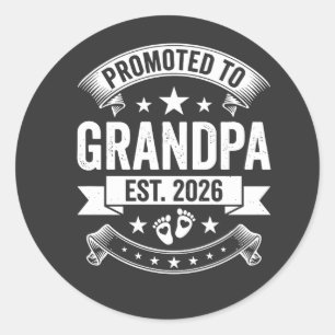 Sticker Rond Promu Grand-père Établ. 2026 Annonce Nouveau Grand