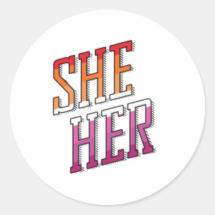 Sticker Rond Pronoms lesbiens Elle La