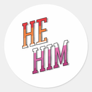 Sticker Rond Pronoms lesbiens Il Lui
