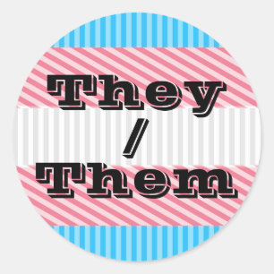 Sticker Rond Pronoun Boho Stripe Transgender Pride personnalisa