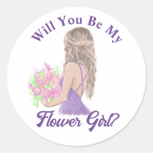 Sticker Rond proposition de fille de fleur, script moderne viol