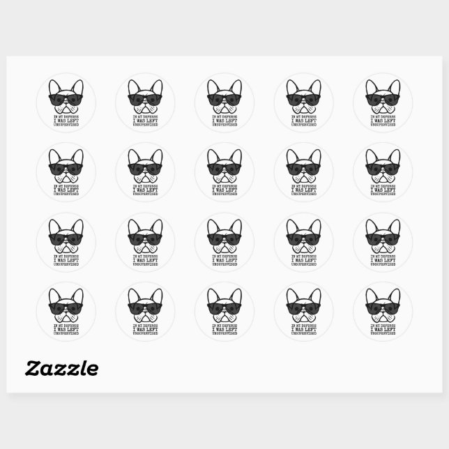 Sticker Rond Propriétaire Cool French Bulldog (Feuille)