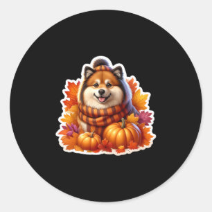 Sticker Rond Propriétaire de chien finnois Lapphund d'automne M