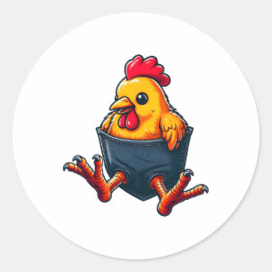 Sticker Rond Propriétaire de volaille de poulet de poche Chucho