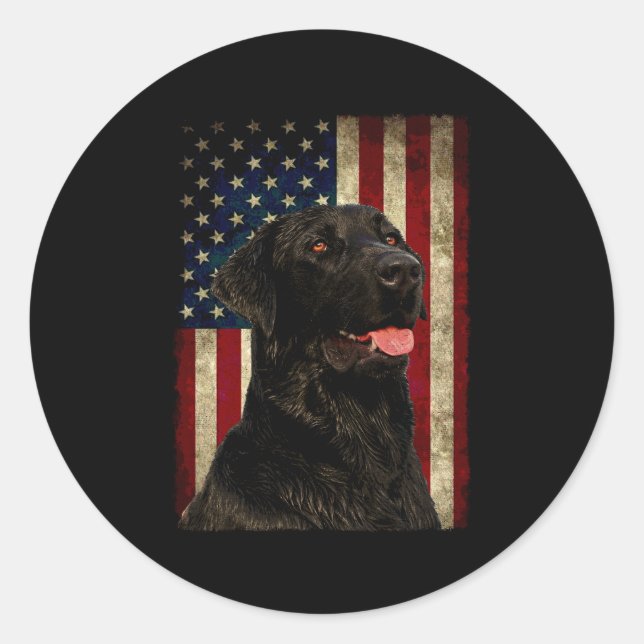 Sticker Rond Propriétaire du labo noir Labrador Lab Usa (Devant)