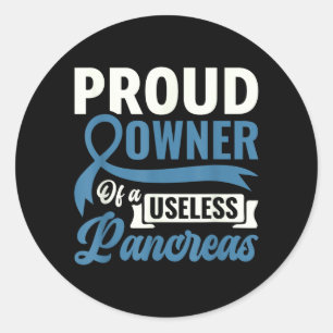 Sticker Rond Propriétaire fière d'un pancréas inutile - Diabète