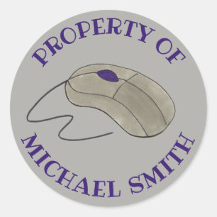 Sticker Rond Propriété De Grey Computer Mouse Personnalisée
