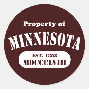 Sticker Rond Propriété du Minnesota - n'importe quelle couleur 
