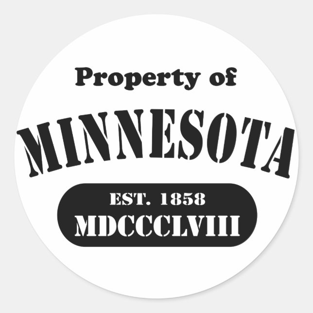 Sticker Rond Propriété du Minnesota - texte noir (Devant)