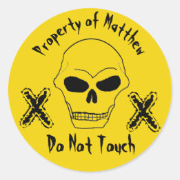 Sticker Rond Propriété personnalisée de votre nom Tête de crâne
