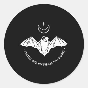 Sticker Rond Protect Our Nocturnal Polalinator Bat With Moon H