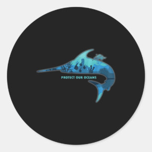 Sticker Rond Protection De l'environnement contre les poissons