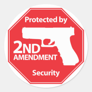 Sticker Rond Protégé par 2ème amendement - rouge