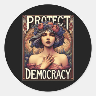 Sticker Rond Protéger La Démocratie Activisme Politique Et Fémi
