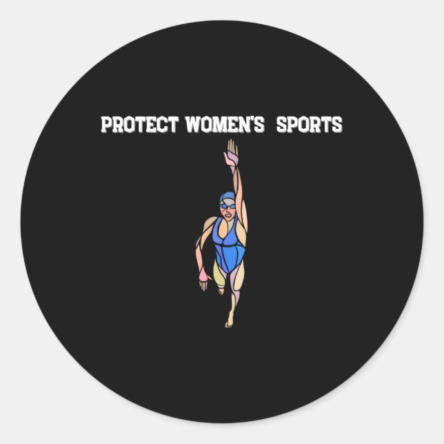 Sticker Rond Protéger La Natation Sportive Féministe (Devant)