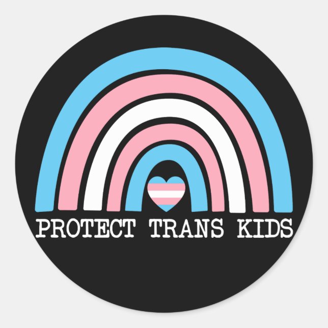 Sticker Rond Protéger les enfants trans (Devant)