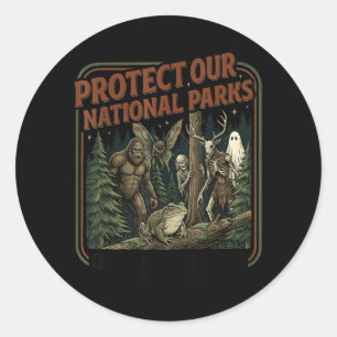 Sticker Rond Protéger les parcs nationaux Mothman Cryptide Weir