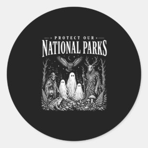 Sticker Rond Protéger les parcs nationaux ou hanter le jardin