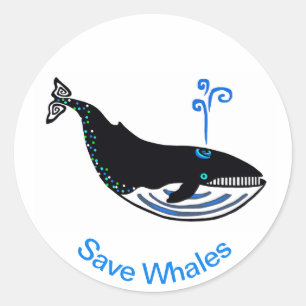 Sticker Rond Protéger nos océans - Sauvez les BALEINES - Guerri