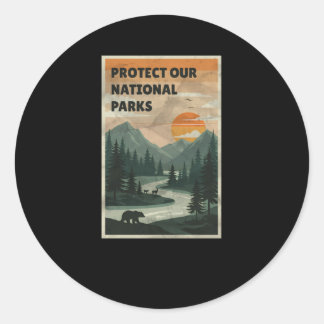 Sticker Rond Protéger nos parcs - Parcs nationaux États-Unis Au