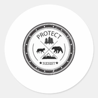 Sticker Rond Protéger - Résister Aux Parcs Nationaux Et Au Serv