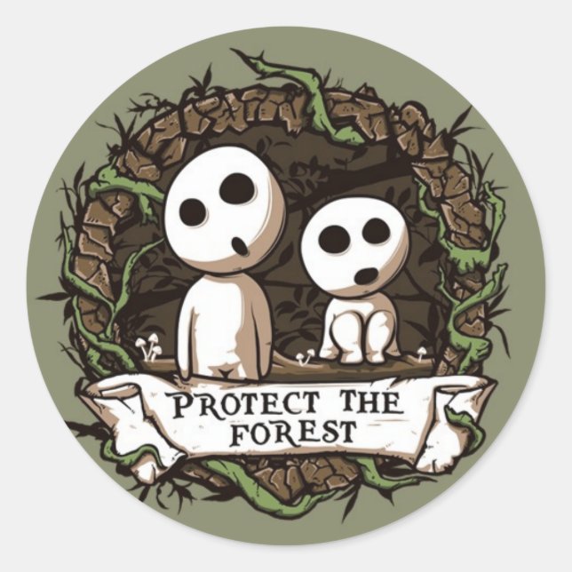 Sticker Rond Protégez la forêt ! (Devant)