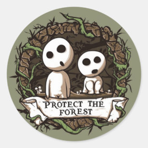 Sticker Rond Protégez la forêt !