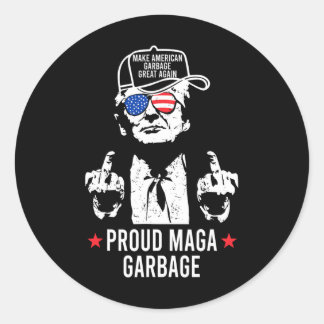 Sticker Rond Proud Mega Garbyge Trump Make American Garbyge Gre