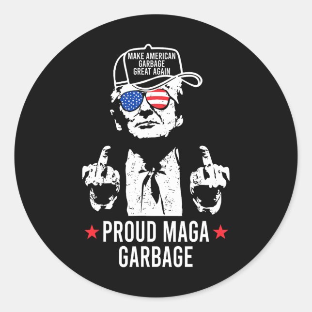 Sticker Rond Proud Mega Garbyge Trump Make American Garbyge Gre (Devant)