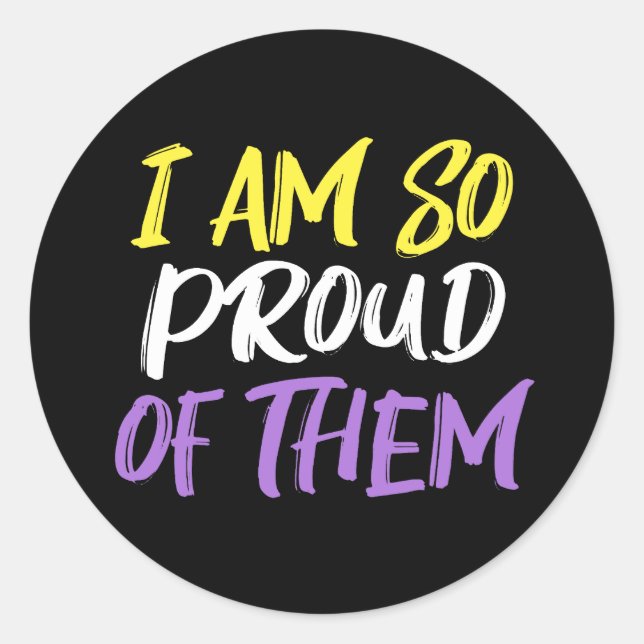 Sticker Rond Proud Parent of Nonbinary Child Mom or Dad (Devant)