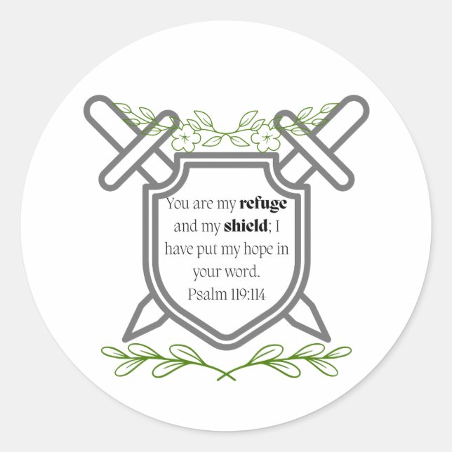 Sticker Rond Psalm 119 Refuge & Shield (Devant)