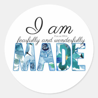 Sticker Rond Psaume 139:14 Fearful & Merveilleusement Fabriqué
