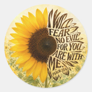 Sticker Rond Psaume 23:4 Tournesol jaune