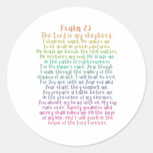 Sticker Rond Psaume 23 NKJV Le Seigneur est Mon Pasteur