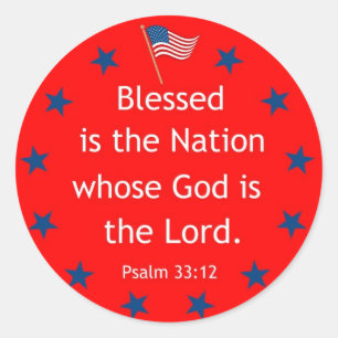 Sticker Rond Psaume 33:12 (Patriotique)