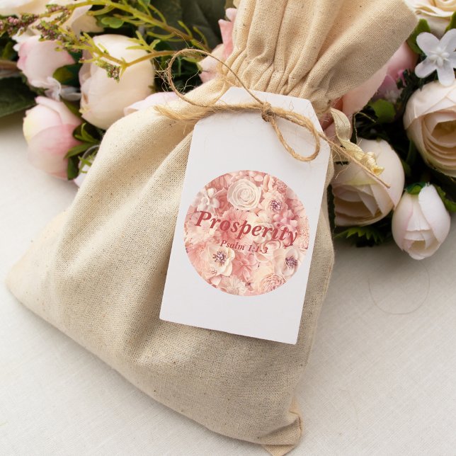 Sticker Rond Psaume de prospérité 1:1-3 Verse Elégant Fleurs ro (Créateur téléchargé)