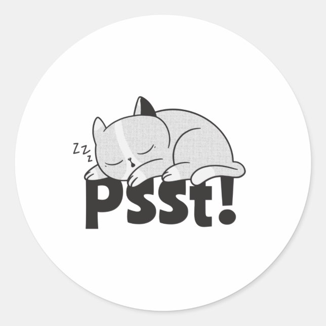 Sticker Rond Psst Lazy chat dort (Devant)