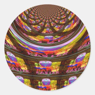 Sticker Rond Psychédélique Pâques Kaleidoscope Art