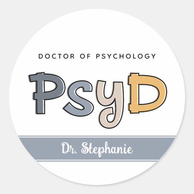 Sticker Rond Psychologue PsyD sur mesure (Devant)